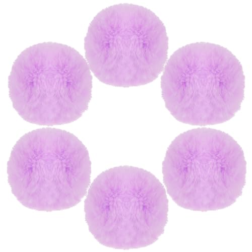 6 Stück Pompons Bommel für Mütze Taro-Lila Kunstfell Fellbommel Fake fur Bommel 7cm Kunstpelz Pom Ball Künstliche Plüschbälle Fellpompon Bommeln für Mützen Basteln Tasche Schlüsselanhänger von Mozeat Lens