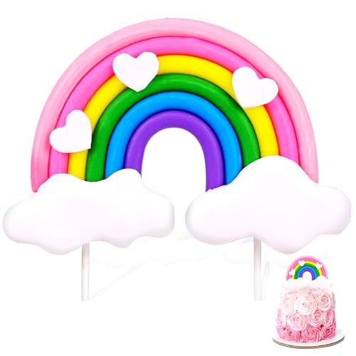 Regenbogen Cake Topper Herz Wolke Regenbogen Tortendeko Personalisierter Geburtstag Kuchendeko Regenbogen Kuchenaufsatz Bunte Geburtstagsparty-Dekorationszubehör von Mozeat Lens