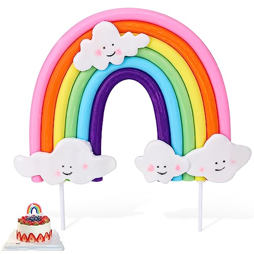 Regenbogen Tortendeko Geburtstag Personalisierter Cake Topper Wolke Kuchendeko für Kinder Kuchen Dekoration Regenbogen Kuchenaufsatz Bunte Tortendekoration von Mozeat Lens