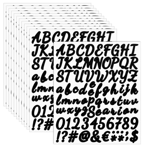 12 Blatt 960 Stück Selbstklebende Buchstaben Aufkleber 2,8 cm Klebebuchstaben Groß zum Aufkleben Wasserfeste Alphabet Nummern Sticker für Briefkasten DIY Scrapbook (Schwarz) von Mozeat Lens