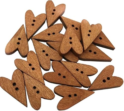 Holzknöpfe mit 2 Löchern, Herzform, zum Nähen, Basteln, Dekoration, Nähen, Verschlüsse, 100 Stück Holzknöpfe mit 2 Löchern, Herzform, zum Nähen, Basteln, Dekoration, Nähen, Verschlüsse, 100 Stück von Mozff