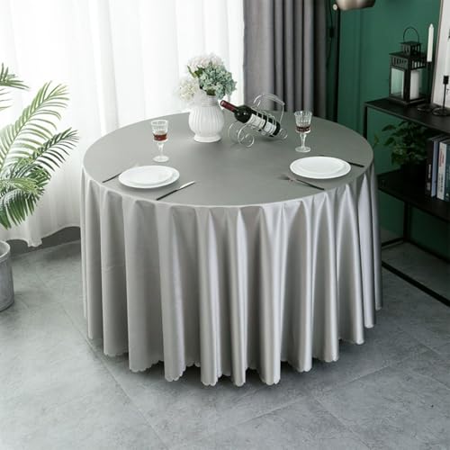 Mozzeilee Runde Tischdecke, knitterfrei, Satinstoff, waschbare Tischdecke für Hochzeit, Geburtstag, Party, Küche, Esstisch, Bankett (Grau, 150 cm (rund) von Mozzeilee