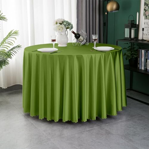 Mozzeilee Runde Tischdecke, knitterfrei, Satinstoff, waschbare Tischdecke für Hochzeit, Geburtstag, Party, Küche, Esstisch, Bankett (grün, 99 cm (rund) von Mozzeilee