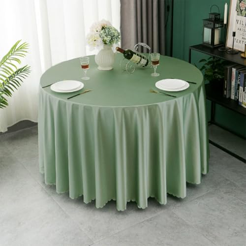Mozzeilee Runde Tischdecke, knitterfrei, Satinstoff, waschbare Tischdecke für Hochzeit, Geburtstag, Party, Küche, Esstisch, Bankett (hellgrün, 221 cm (rund)) von Mozzeilee