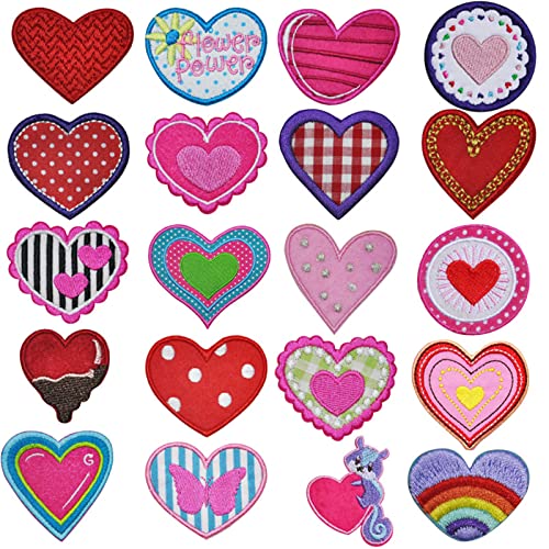 Mozzyyee 20pcs mehrfarbige Herzen Patches, bestickte Patches für Taschen, Jacken, Jeans, Kleidung, DIY Accessoires von Mozzyyee