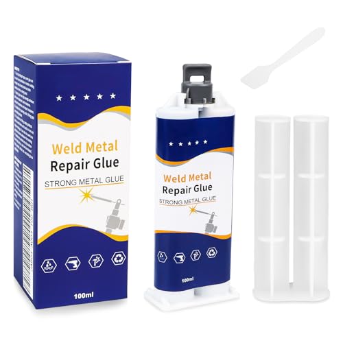 MplehDa Flüssigmetall Kleber, Metallkleber Extra Stark, Hitzebeständiger Kleber, 100ml 2K Kleber, Metallkleber Hitzebeständig mit Schaber, Hochfester Metallkleber für Metall, Holz, Keramik von MplehDa
