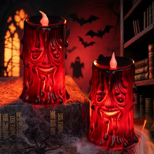Halloween Deko Geister Baumstumpf mit LED Licht, 2 Stück Halloween Geister Baumstumpf Figuren für Party Deko Laterne Tischdeko Dekofigur von MplehDa