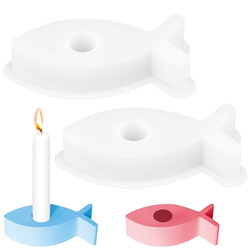 Silikonform Kerzenhalter Fisch, 2 Stück Gießform Kerzenhalter, DIY Silikonformen für Beton, DIY Zement Kerzenhalter Form Kerzenhalter für handgemachte Kerze, Duftkerzen Handwerk von MplehDa