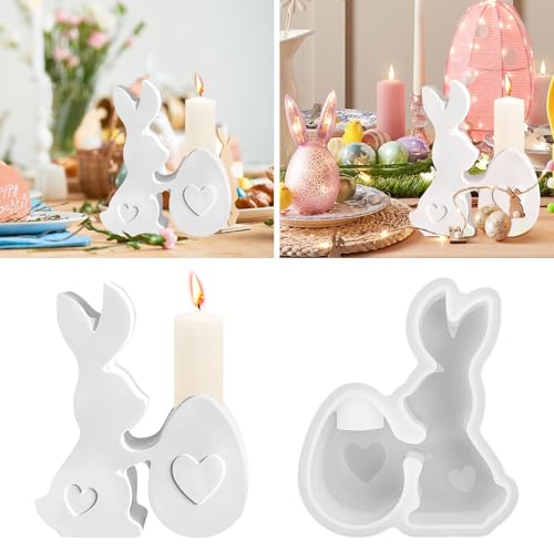 Silikonform Kerzenhalter Ostern, Gießform Stabkerzenhalter Hase, Silikonform Teelichthalter, Gießform Beton Kerzenhalter, Osterhase Silikonform für Stabkerzen und Teelichter Silikonform Kerzenhalter Ostern, Gießform Stabkerzenhalter Hase, Silikonform Teelichthalter, Gießform Beton Kerzenhalter, Osterhase Silikonform für Stabkerzen und Teelichter von MplehDa