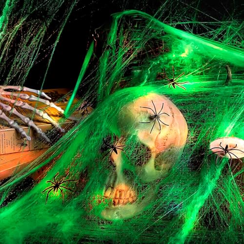 Spinnennetz Halloween Deko, Halloween Spinnen Deko, Weiß Spinnenweben Halloween mit 60G Stretch Spinnenweben und 30 STK Fake Spinne,Halloween Spinnennetz Grusel Dekoration für Innen, Außen (leuchtend) Spinnennetz Halloween Deko, Halloween Spinnen Deko, Weiß Spinnenweben Halloween mit 60G Stretch Spinnenweben und 30 STK Fake Spinne,Halloween Spinnennetz Grusel Dekoration für Innen, Außen (leuchtend) von MplehDa