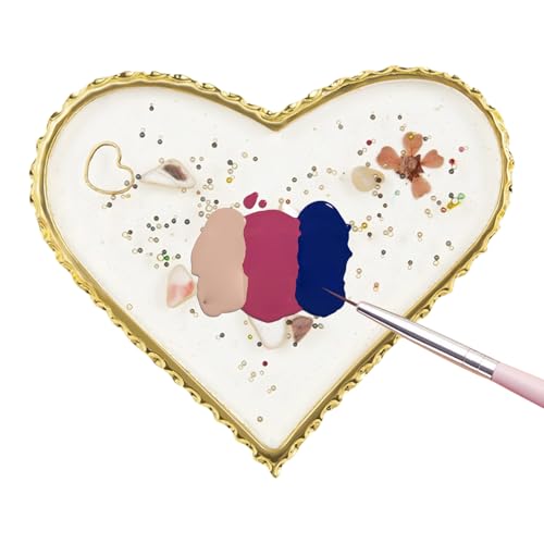 Mppchhn Nagellack Palette - Nagel Makeup Mischpalette - Elegantes Goldrand Harz Tablett Für Nagelkunst Zuhause Maniküre Studio Mädchen Frauen Salon von Mppchhn