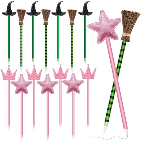 Mprocen 16 Stück Stern-Kugelschreiber, rosa Prinzessinnenkrone, Hexenhut, grüne Streifen, Besenform, Stifte für Partygeschenke, Dekorationszubehör Mprocen 16 Stück Stern-Kugelschreiber, rosa Prinzessinnenkrone, Hexenhut, grüne Streifen, Besenform, Stifte für Partygeschenke, Dekorationszubehör von Mprocen
