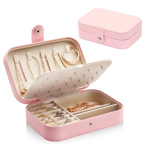 Mr Cozy Reise-Schmuckkästchen Schmuckkästchen Schmuckbox Jewelry Organizers - für Damen Mädchen,Schmuckschatulle Schmuck Organizers Aufbewahrungs für Ringe Armbänder Ohrringe Halskette Geschenk - Rosa von Mr Cozy