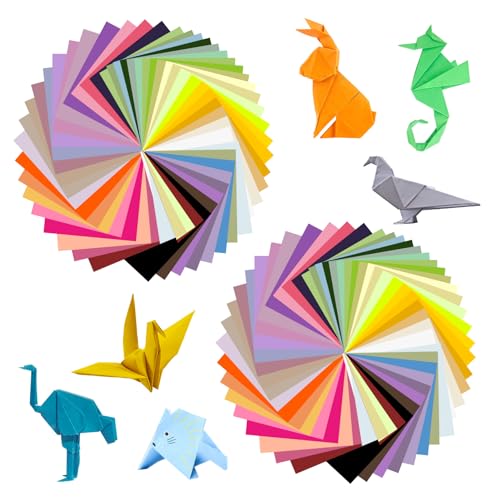Origami Papier 15x15 Faltpapier - 200 Blatt Buntpapier in 50 Farben - Quadratisches Papier Doppelseitig Buntes Papier zum Basteln - Origami Papiere für Kinder Erwachsene Anfänger Kunst & Handwerk von Mr Cozy