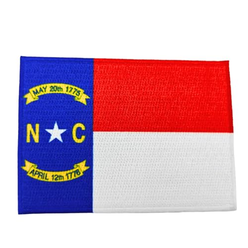Mr. Patches Aufnäher mit Flagge von North Carolina, bestickt, 8,9 x 6,3 cm, Hybrid-Aufnäher zum Aufbügeln oder Aufnähen für Jacken, Hüte, Rucksäcke und Uniformen von Mr Patches