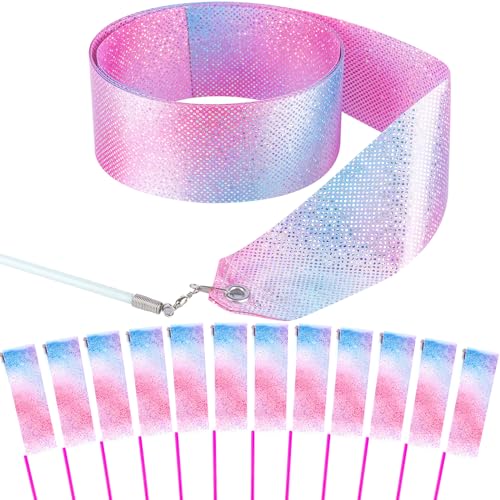 Mr Rex 10 Stück Funkelndes Ballerina Tanzbänder mit Stab, 2m Gymnastikband Schwungband Stäbe für Kinder Geburtstagsparty Geschenk Spielplatz-Spielzeug von Mr Rex