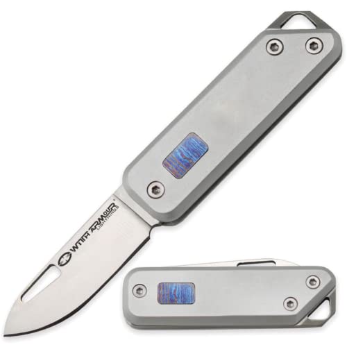 Egret Zweihandmesser mit Timaskus Inlay — WithArmour — Exklusives Aluminium EDC City Messer aus Sandvik Stahl von Mr. Blade