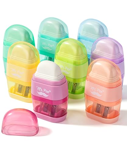Mr. Pen Bleistiftspitzer, Radiergummi, 4 Stück, bunt, 2 Spitzlöcher, manueller kleiner Bleistiftspitzer, Pastellfarben Mr. Pen Bleistiftspitzer, Radiergummi, 4 Stück, bunt, 2 Spitzlöcher, manueller kleiner Bleistiftspitzer, Pastellfarben von Mr. Pen