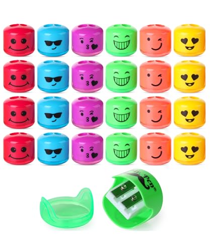 Mr. Pen Bleistiftspitzer für Buntstifte, 24 Stück, 2 Löcher, Smiley-Bleistiftspitzer, Hand-Bleistiftspitzer, Handspitzer, Buntstiftspitzer Mr. Pen Bleistiftspitzer für Buntstifte, 24 Stück, 2 Löcher, Smiley-Bleistiftspitzer, Hand-Bleistiftspitzer, Handspitzer, Buntstiftspitzer von Mr. Pen