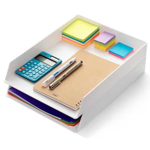 Mr. Pen Briefablage, Schreibtisch-Organizer, Kunststoff, 2 Stück, weißer Aktenordner für den Schreibtisch, Papier-Organizer für den Schreibtisch, weißer Schreibtisch-Organizer, Papierablage-Organizer, von Mr. Pen