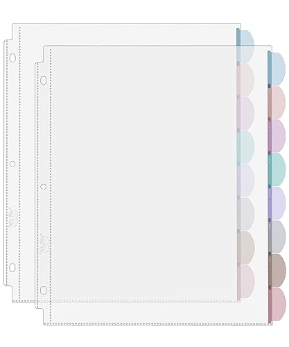 Mr. Pen- Clear Sheet Protectors with Tabs, 8 Pack, 2 Sets, Clear Plastic Dividers for 3 Ring Binder, Insertable Index Page Divider Multicolor Tabs von Mr. Pen