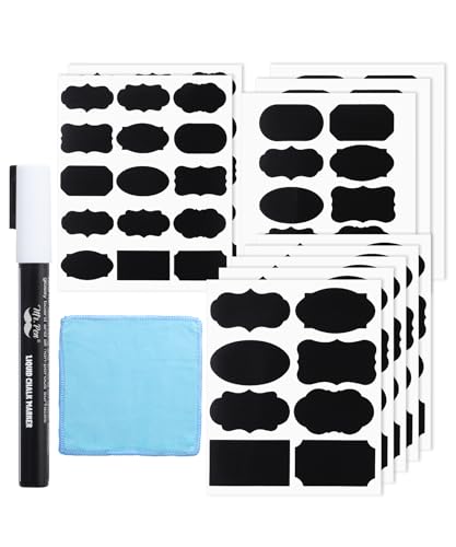 Mr. Pen KreidetafelEtiketten, 100 Stück, verschiedene Formen, mit 1 weißen Kreidemarkern und kleinem Handtuch, Etiketten, Etikettenaufkleber, Etiketten für Aufbewahrungsbehälter von Mr. Pen