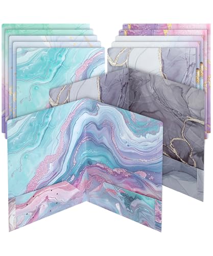 Mr. Pen Kunststoff-Ordner mit Taschen, 5 Stück, verschiedene Farben, Ordner mit Taschen, robuster Kunststoff, 2 Taschen, Marmor-Design, 12 Stück von Mr. Pen
