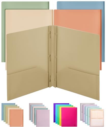 Mr. Pen Kunststoff-Ordner mit Taschen und Zinken, 5 Stück, Vintage-Farben, Taschenmappen, Ordner mit Zinken, Aktenordner mit Verschlüssen, 2 Taschen, Ordner mit Taschen, Schulbedarf von Mr. Pen