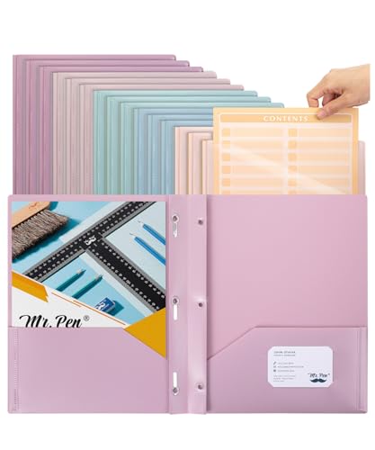 Mr. Pen Kunststoff-Ordner mit transparenter Vordertasche, 5 Stück, Pastellfarben, Aktenordner mit Verschlüssen für Dokumente, 15 pastellfarbene Aktenordner von Mr. Pen
