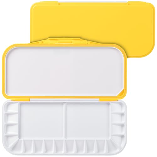 Mr. Pen Luftdichte Aquarellpalette mit Deckel, 1 Packung, 18 Mulden und 2 Mischbereiche, Aquarellpalette, Farbpalette mit Deckel, gelbe Farbe von Mr. Pen