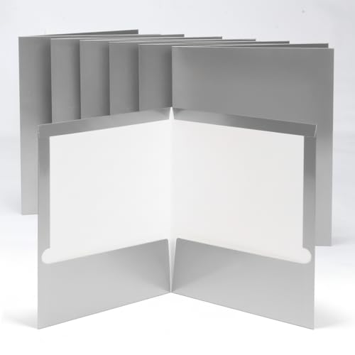 Mr. Pen - Papierordner mit Taschen, 6 Stück, silberfarben, glänzend laminiert, Briefform, 2 Fächer von Mr. Pen