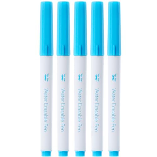 Mr. Pen - Stoffmarker zum Nähen, 5 Stück, blau, löschbar, wasserlöslicher Stoffmarker, Stoffstifte zum Nähen löschbar, waschbarer Stoffmarker, wasserlöslicher Stift, Stoffmarkierungsstifte zum Nähen von Mr. Pen