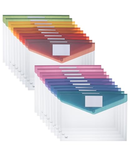 Mr. Pen Transparente Kunststoff-Umschläge mit Schnappverschluss, A4, Briefgröße, bunte Klappen, transparente Ordner für Dokumente, Kunststoff-Umschläge für Dokumente, 10 Stück von Mr. Pen