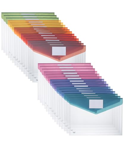 Mr. Pen Transparente Kunststoff-Umschläge mit Schnappverschluss, A4, Briefgröße, bunte Klappen, transparente Ordner für Dokumente, Kunststoff-Umschläge für Dokumente, 10 Stück von Mr. Pen