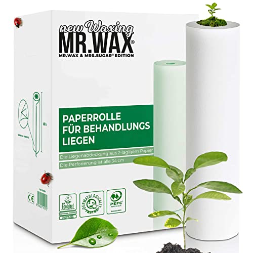 Mr. Wax Green Label Ärztekrepp Liegenabdeckung Einweg Papierrolle, 59 cm x 50 mtr, weiß, 12 Rollen von Mr. Wax