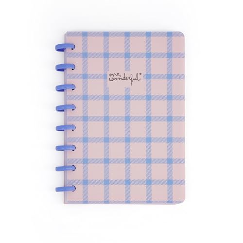 Mr. Wonderful A5-Notizbuch – Kariert in Blau und Rosa – mit Umschlag aus Kunststoff mit schönem Druck – mit 160 linierten Seiten von Mr. Wonderful