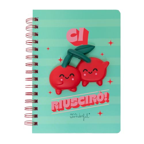 Mr.Wonderful Notizbuch A5 mit Squishy Kirschen - Ich werde es schaffen! von Mr. Wonderful