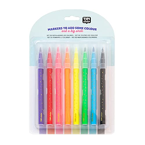 Mr. Wonderful Set mit 8 farbigen Marker Pens Tipi Studio von Mr. Wonderful