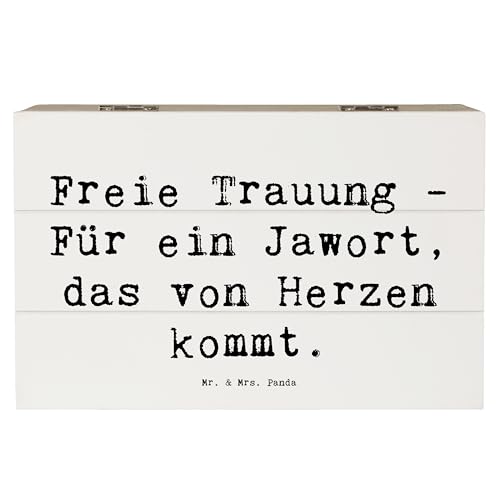 Mr. & Mrs. Panda 19 x 12 cm Holzkiste Spruch Freie Trauung Jawort - Geschenk, Zeremonie, Trauredner, Hochzeitsgeschenke, Trauspruch, von Mr. & Mrs. Panda