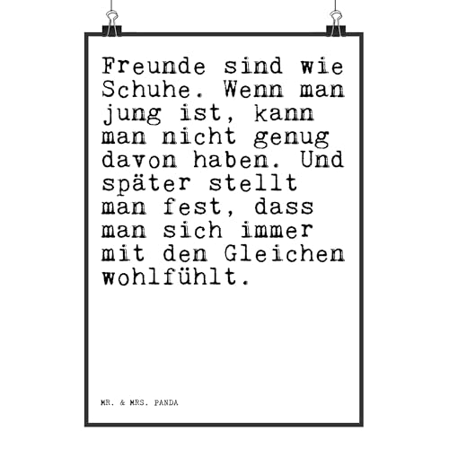 Mr. & Mrs. Panda Poster Freunde sind wie Schuhe DIN A3 - Geschenk, Freundeskreis, Wanddeko, Spruch Sprüche Weisheiten Zitate Lustig Weisheit von Mr. & Mrs. Panda