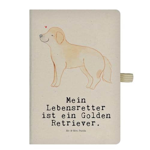 Mr. & Mrs. Panda DIN A4 Baumwoll Notizbuch Golden Retriever Lebensretter - Geschenk, Tierfreund, Notizen, Welpe, Goldie Hund, Notizheft, Kladde, von Mr. & Mrs. Panda
