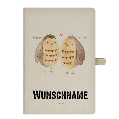 Mr. & Mrs. Panda DIN A4 Personalisiertes Notizbuch Eulen Liebe - Personalisierte Geschenke, Paar, Personalisierung, glücklich, Freundin Geschenk, von Mr. & Mrs. Panda