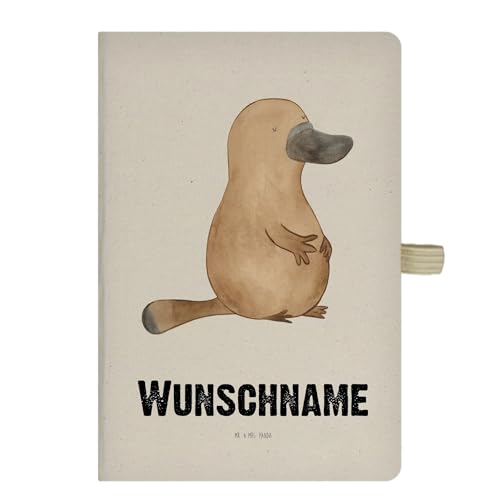 Mr. & Mrs. Panda DIN A4 Personalisiertes Notizbuch Schnabeltier Mut - Personalisierte Geschenke, Personalisierung, Namensbuch, Namen, mutig, Meer, von Mr. & Mrs. Panda