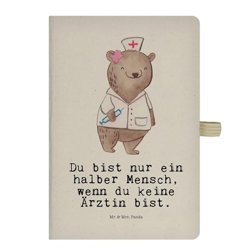 Mr. & Mrs. Panda DIN A5 Baumwoll Notizbuch Ärztin Herz - Geschenk, Hausärztin, Eintragebuch, Notizen, Beruf, Notizheft, Journal, Mitarbeiter, von Mr. & Mrs. Panda