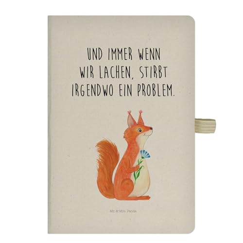 Mr. & Mrs. Panda DIN A5 Baumwoll Notizbuch Eichhörnchen Blume - Geschenk, Lachen, Tiermotive, Eintragebuch, Gute Laune, Notizheft, lustige Sprüche, von Mr. & Mrs. Panda