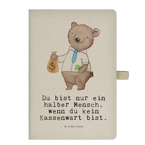 Mr. & Mrs. Panda DIN A5 Baumwoll Notizbuch Kassenwart Herz - Geschenk, Firma, Verein, Schreibbuch, Geld verdienen, Notizheft, Schenken, Beruf, von Mr. & Mrs. Panda