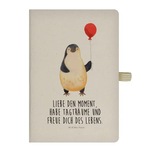 Mr. & Mrs. Panda DIN A5 Baumwoll Notizbuch Pinguin Luftballon - Geschenk, Notizheft, Kind, Geschenkidee, Geschenk Freundin, Schreibheft, Tagebuch, von Mr. & Mrs. Panda