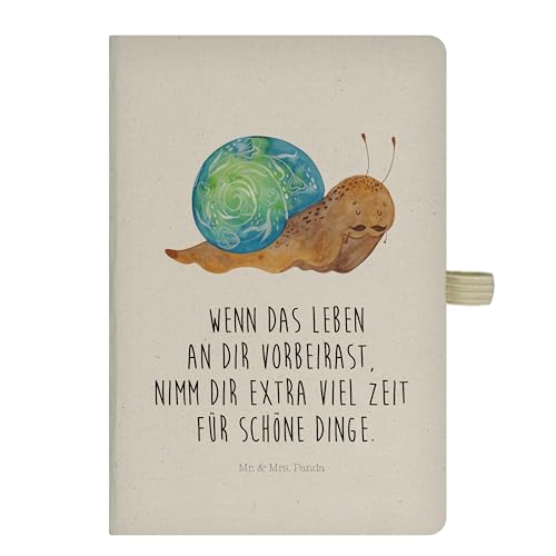 Mr. & Mrs. Panda DIN A5 Baumwoll Notizbuch Schnecke Sir - Geschenk, Notizheft, Schreibheft, Lebenseinstellung, Gute Laune, Adressbuch, Lebenszeit, von Mr. & Mrs. Panda
