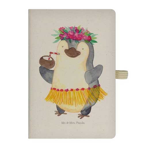 Mr. & Mrs. Panda DIN A6 Baumwoll Notizbuch Pinguin Kokosnuss - Geschenk, Hawaii, Journal, Eintragebuch, erholt, Schreibheft, Kladde, Notizblock, von Mr. & Mrs. Panda