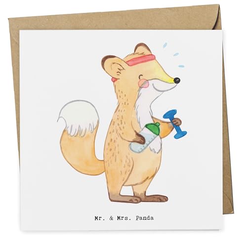 Mr. & Mrs. Panda Deluxe Karte Fitness - Geschenk, Hochwertige Grußkarte, Hochwertige Klappkarte, Danke, Fitnessstudio, Sportler, Klappkarte, von Mr. & Mrs. Panda